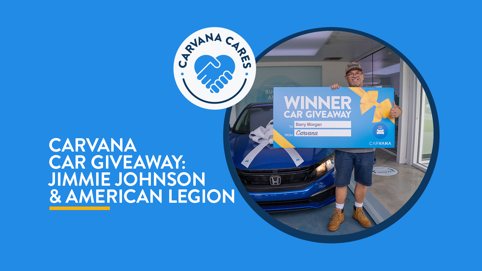 Carvana, Jimmie Johnson & American Legion give car to veteran in need